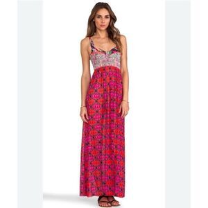 Maaji Pink and Red Print Maxi Swim Coverup
